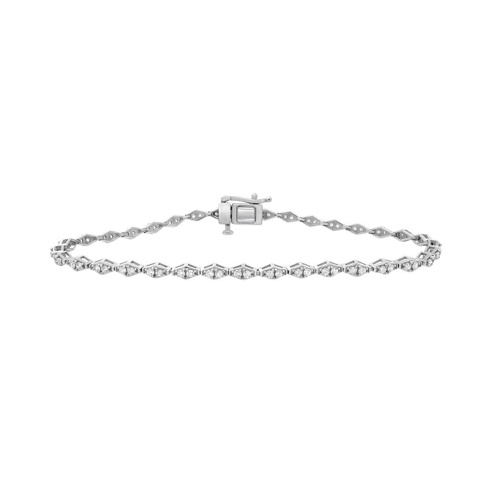 Diamond Faux Marquise Tennis Bracelet in 10K White Gold, 7" (1 ct. tw.) – Image 1 of 2