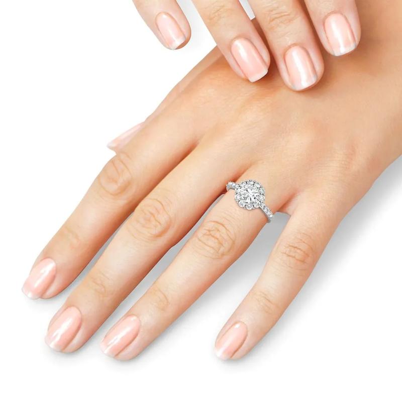 Moissanite Halo Ring in 14K White Gold &#40;1 4/5 ct. dew&#41; – Image 4 of 4