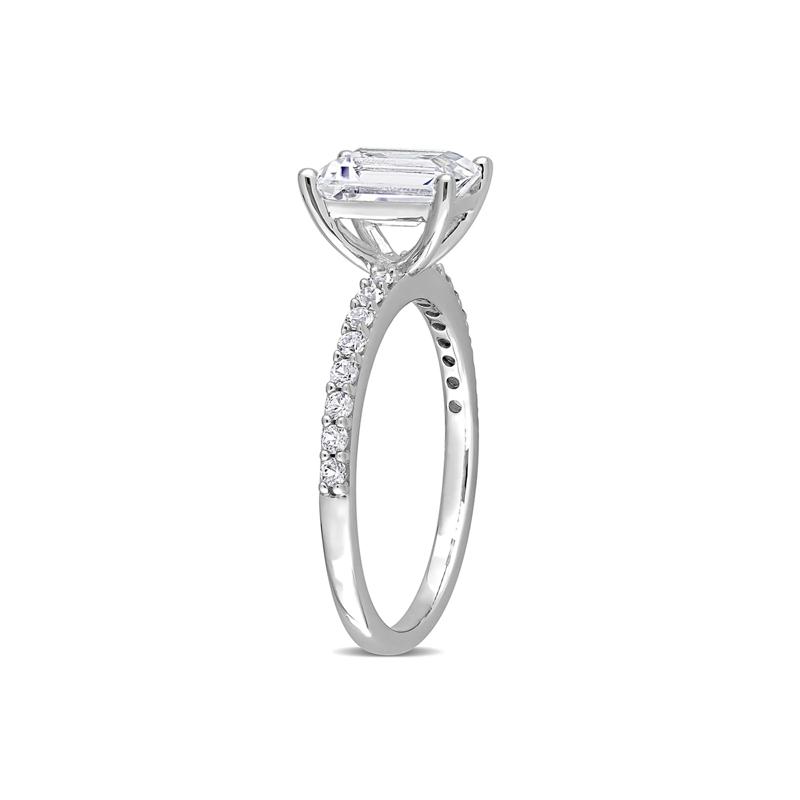 Emerald-Cut Lab Created White Sapphire Ring in 10K White Gold – Image 3 of 6