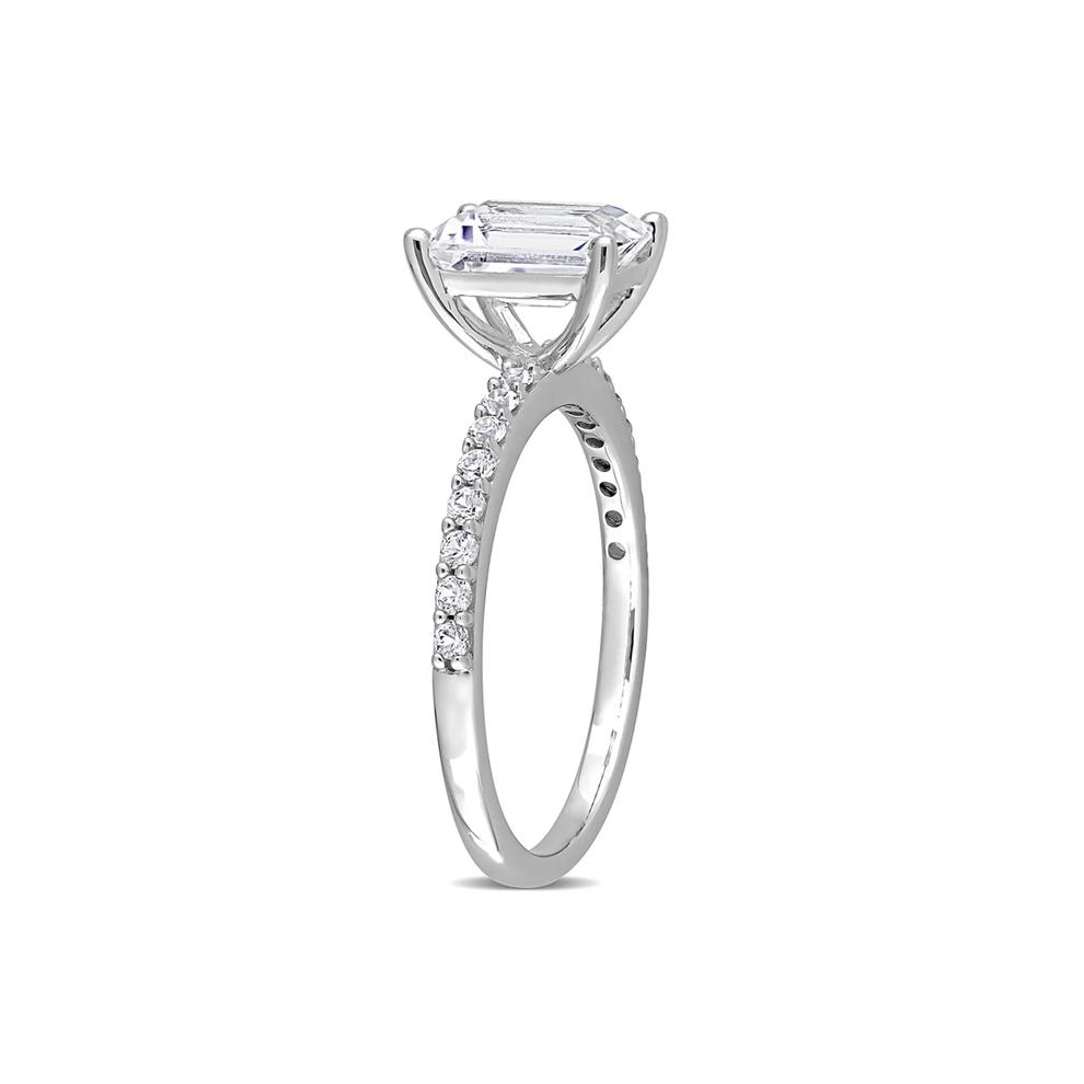 Emerald-Cut Lab Created White Sapphire Ring in 10K White Gold – Image 3 of 6