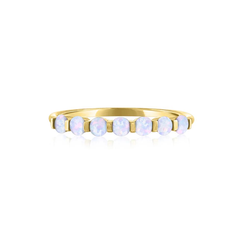 Lab-Created Opal Shared-Prong Band in 10K Yellow Gold – Image 1 of 3