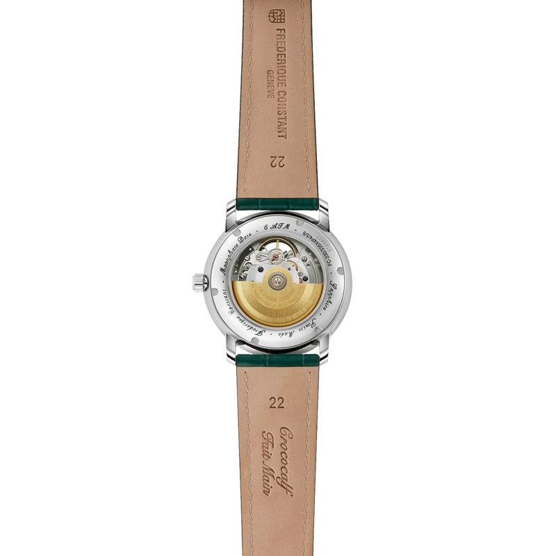 Men's Classic Heart Beat Moonphase Date Watch With a Green Dial and Green Leather Strap – Image 2 of 3