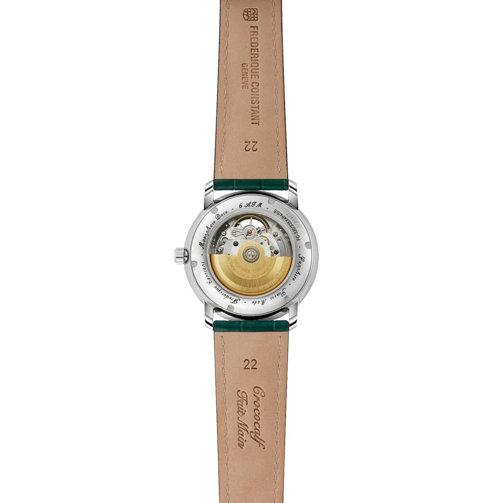 Men's Classic Heart Beat Moonphase Date Watch With a Green Dial and Green Leather Strap – Image 2 of 3