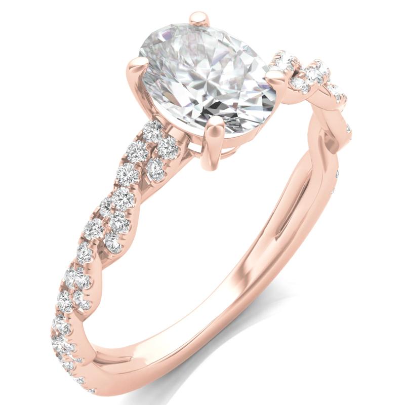 Oval-Shaped Diamond Twist Engagement Ring in 14K Rose Gold &#40;1 1/4 ct. tw.&#41; – Image 5 of 6