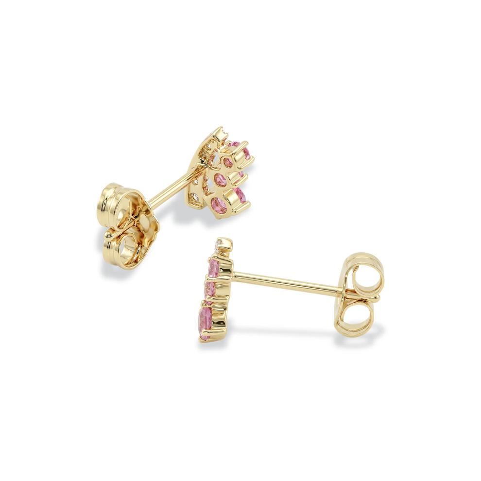 Pink Sapphire &amp; Diamond Crawler Stud Earrings in 10K Yellow Gold (1/10 ct. tw.) – Image 2 of 2