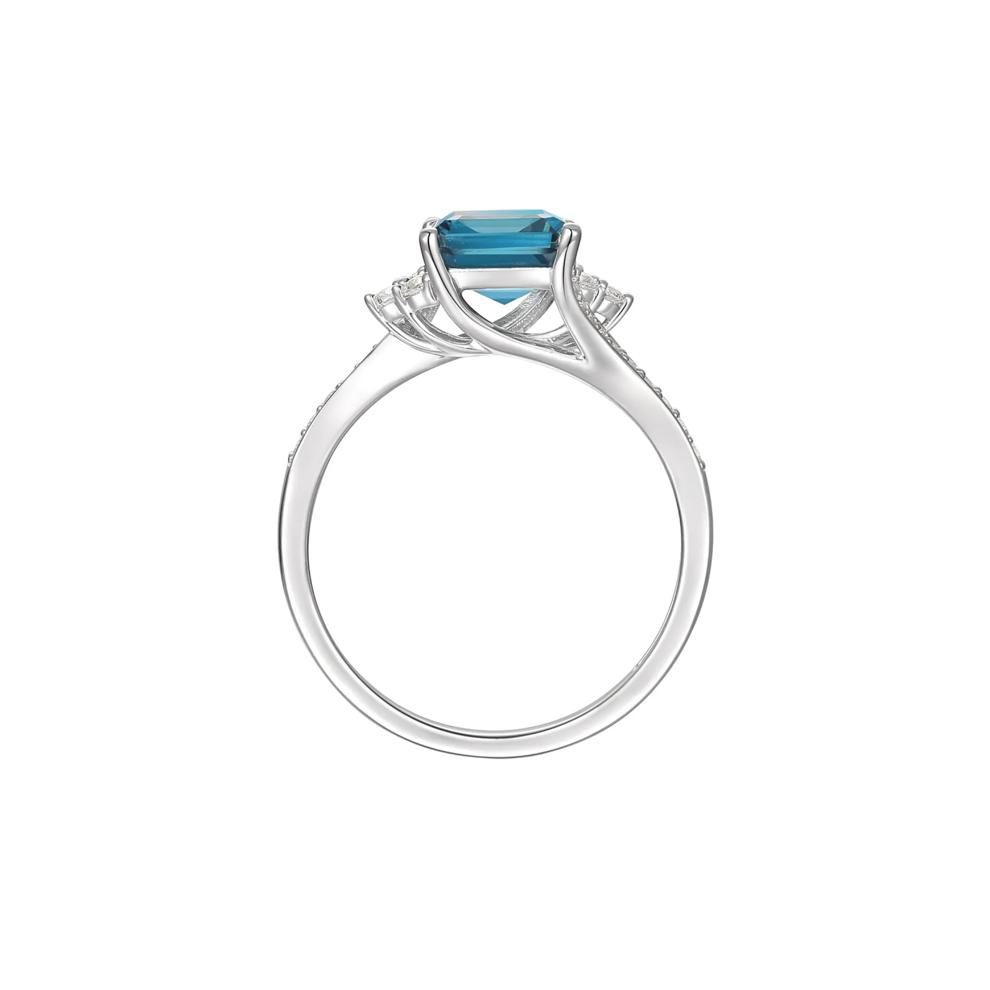 Emerald-Cut Blue Topaz Earrings, Pendant and Ring Set – Image 7 of 8
