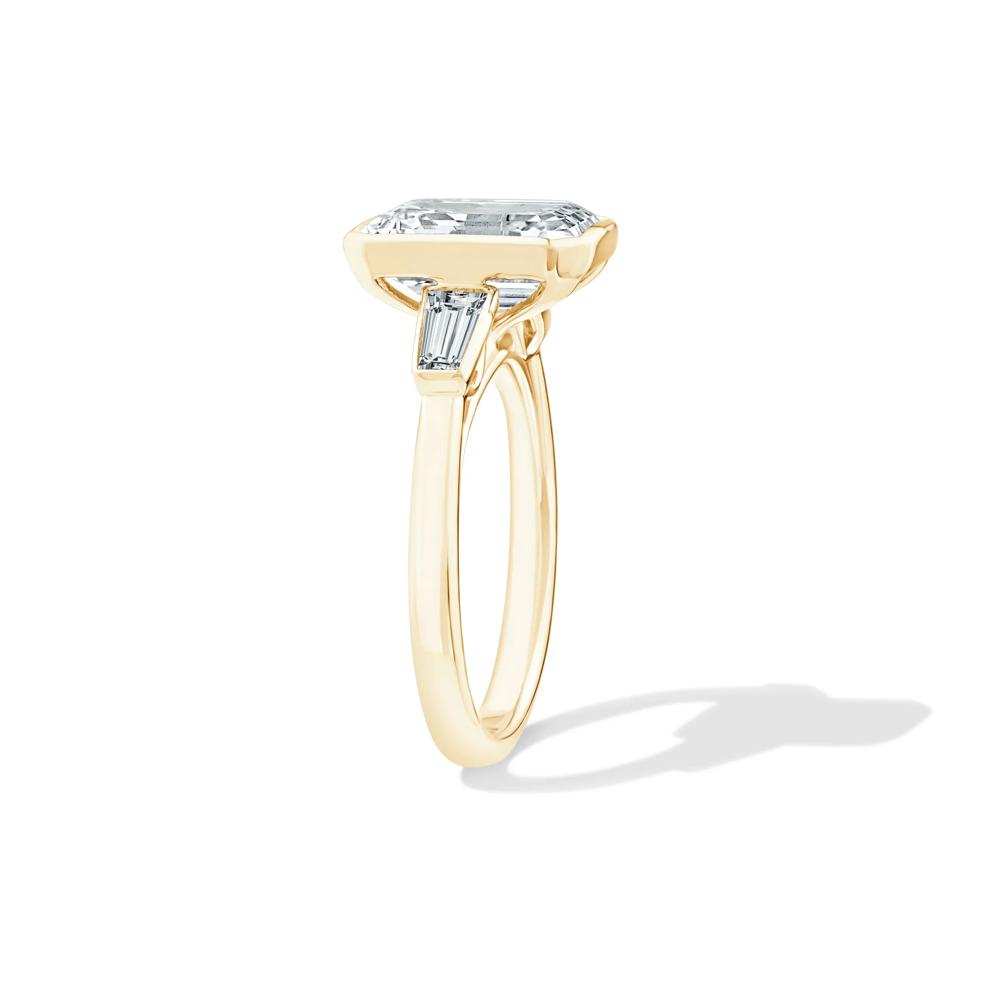 Lab Grown Diamond Emerald &amp; Baguette Engagement Ring in 14K Yellow Gold (4 1/4 ct. tw.) – Image 3 of 4