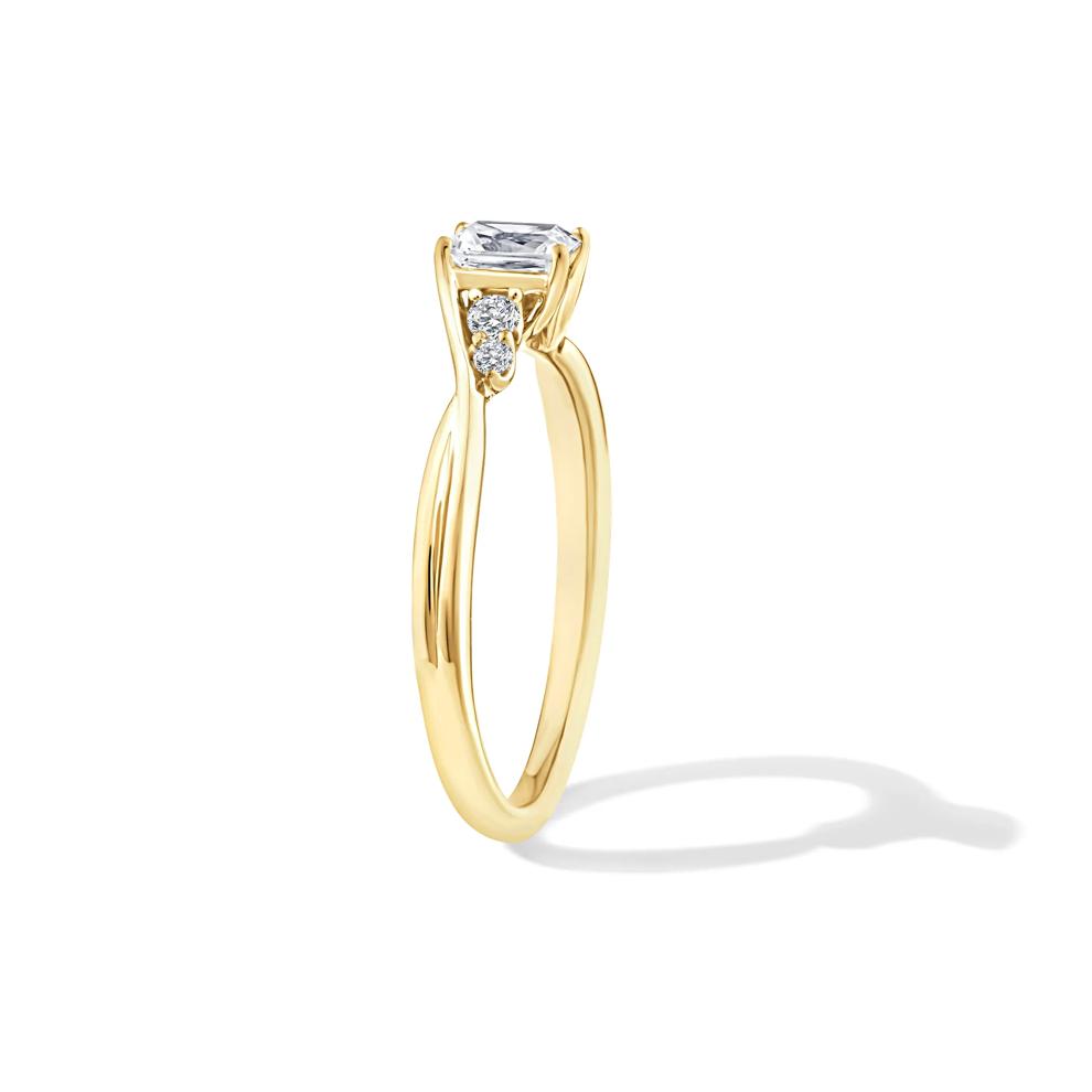 Lab Grown Diamond Radiant Center Twist-Shank Promise Ring in 10K Yellow Gold (1/2 ct. tw.) – Image 3 of 4