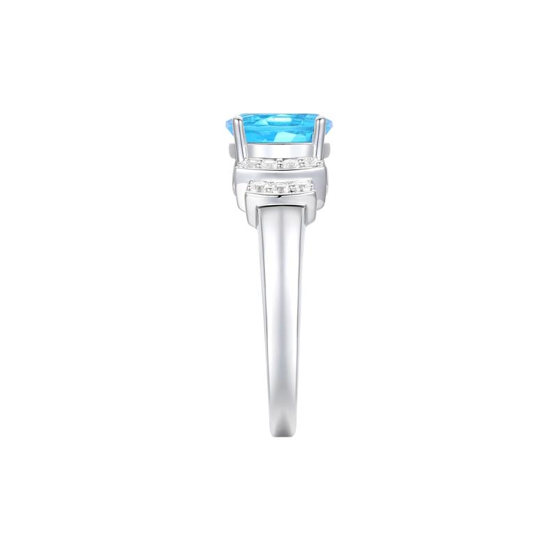 Blue Topaz and Diamond Ring in 14K White Gold &#40;1/5 ct. tw.&#41; – Image 3 of 3