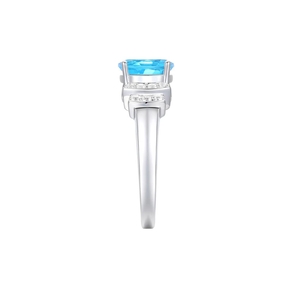 Blue Topaz and Diamond Ring in 14K White Gold (1/5 ct. tw.) – Image 3 of 3