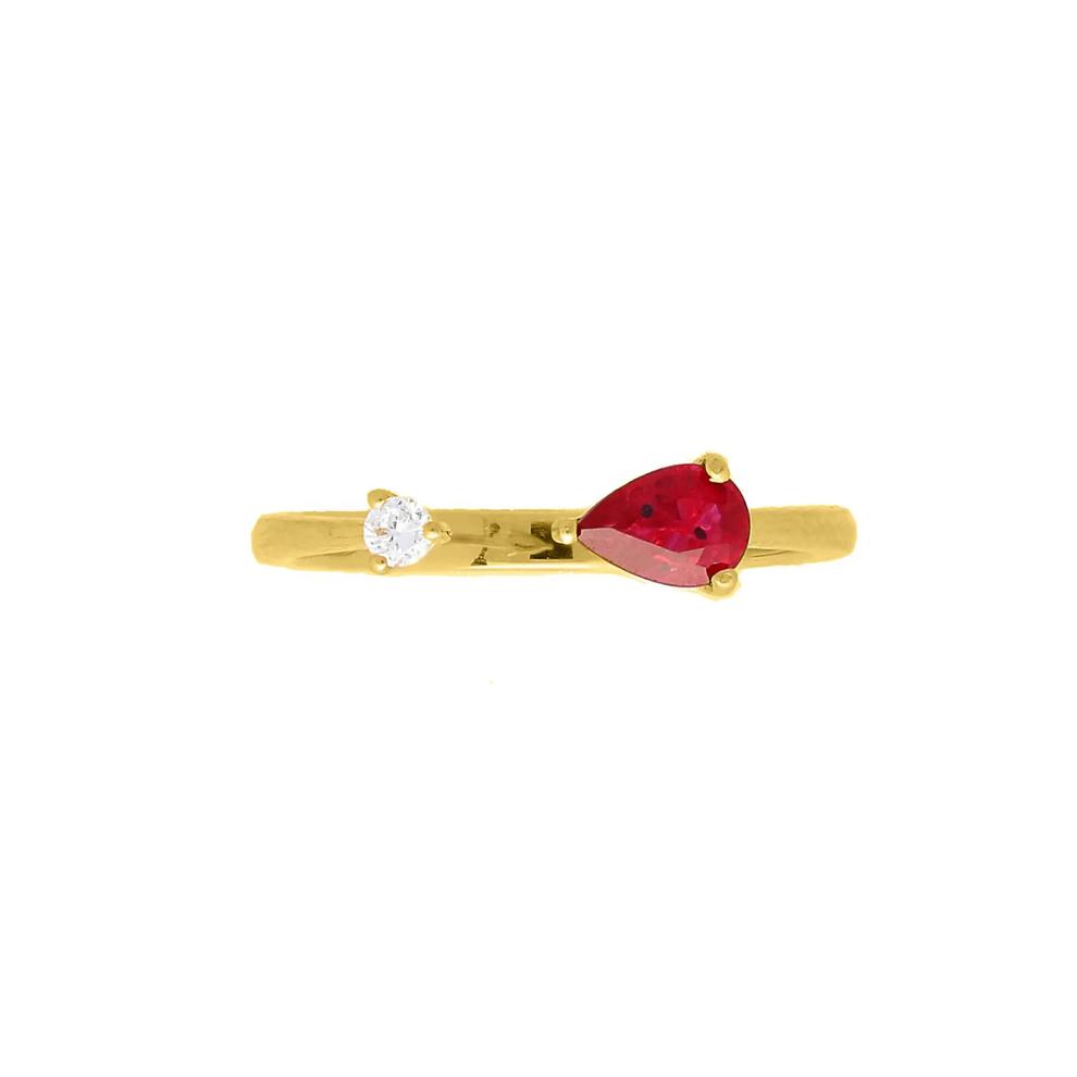Ruby &amp; Diamond Ring in 10K Yellow Gold – Image 1 of 3