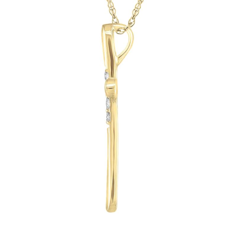 Cross Pendant with Diamond Center in 10K Yellow Gold &#40;1/10 ct. tw.&#41; – Image 2 of 3