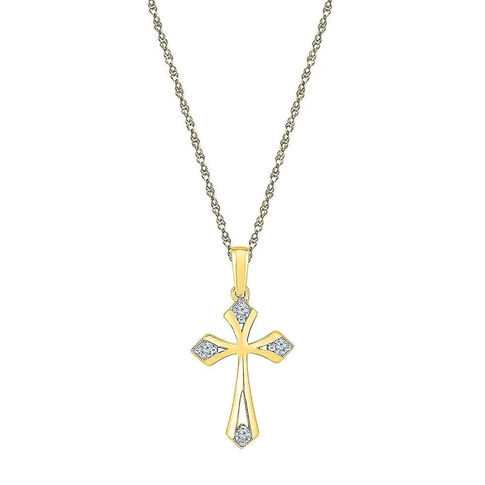 1/10 ct. tw. Diamond Cross Pendant in 10K Yellow Gold | Helzberg