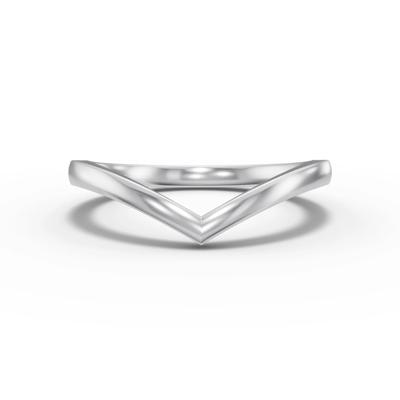 Chevron Band in 14K White Gold