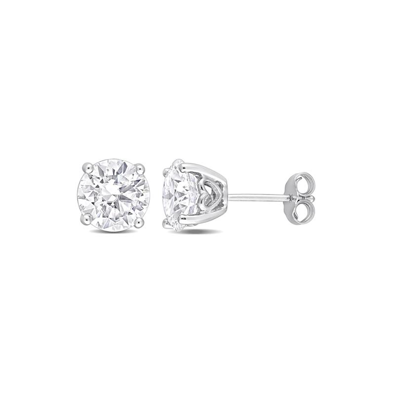 Lab-Created Moissanite Round Solitaire Stud Earrings in Sterling Silver &#40;3 3/4 ct. dew&#41; – Image 1 of 4