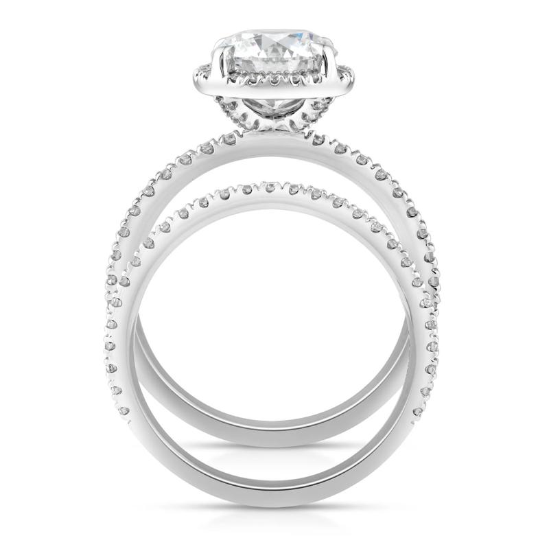 Lab Grown Diamond Round Halo Bridal Set in 14K White Gold &#40;2 3/4 ct. tw.&#41; – Image 2 of 3
