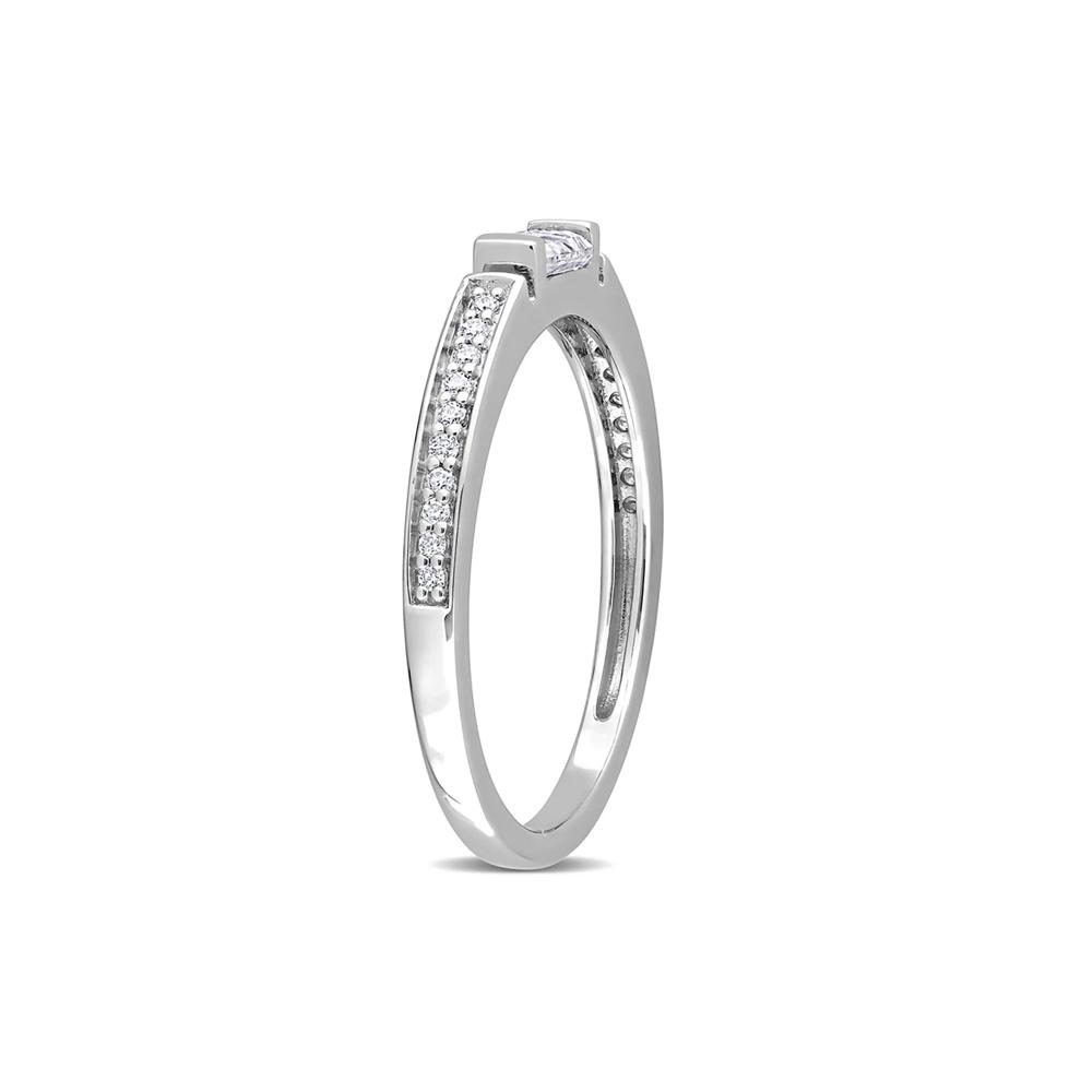 Baguette Moissanite Stacking Ring in Sterling Silver (3/8 ct. dew) – Image 3 of 5