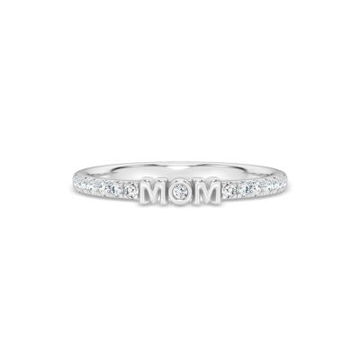 Diamond "Mom" Stack Band in 10K White Gold (1/7 ct. tw.)