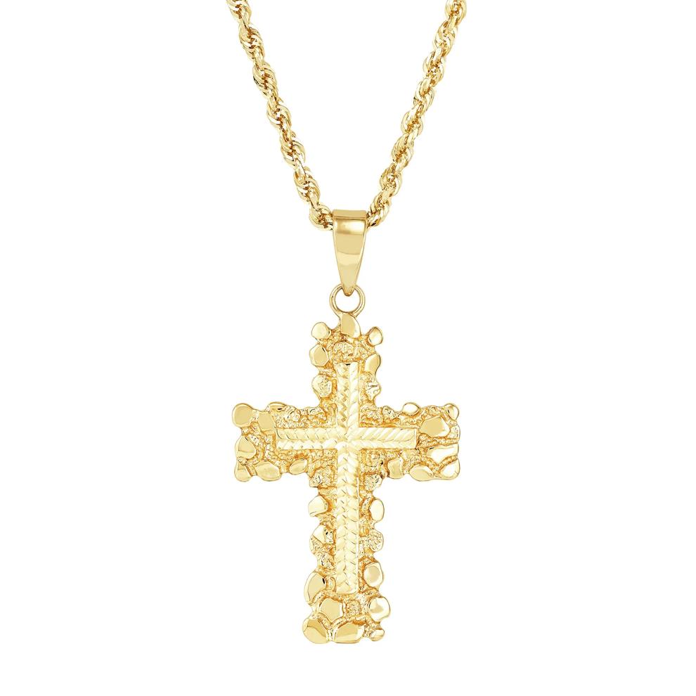Pebbled Cross Pendant in 10K Yellow Gold – Image 1 of 3