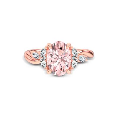 Lab Grown Diamond Pink Oval Engagement Ring in 14K Rose Gold (2 1/2 ct. tw.)