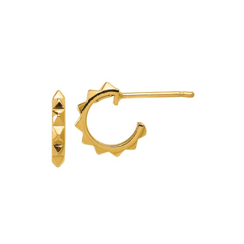 Pyramid Huggie Hoop Earrings in 14K Yellow Gold – Image 1 of 1