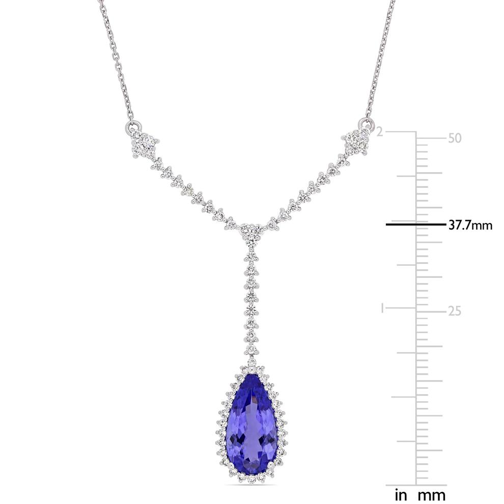 Tanzanite &amp; Round Diamond Lariat Necklace in 14K White Gold (3/4 ct. tw.) – Image 5 of 5