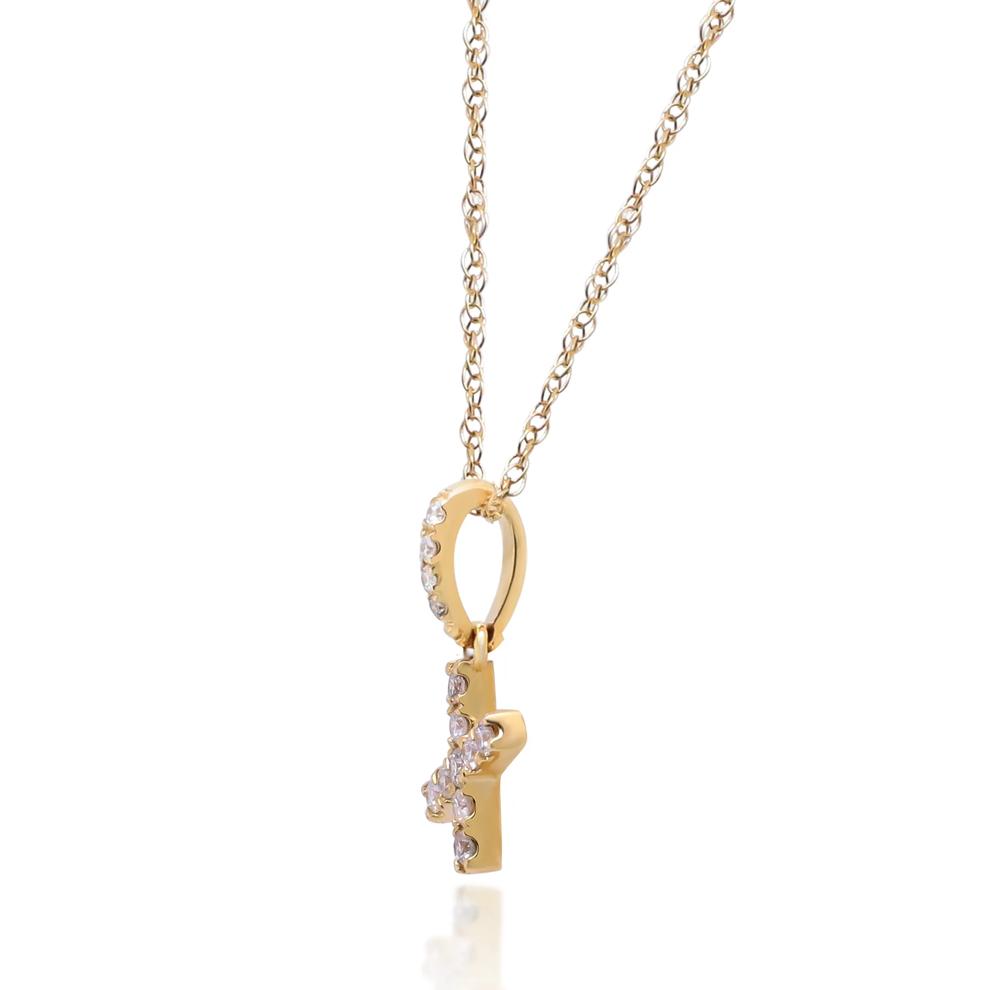 Diamond X Initial Pendant in 10K Yellow Gold (1/10 ct. tw.)  – Image 2 of 4