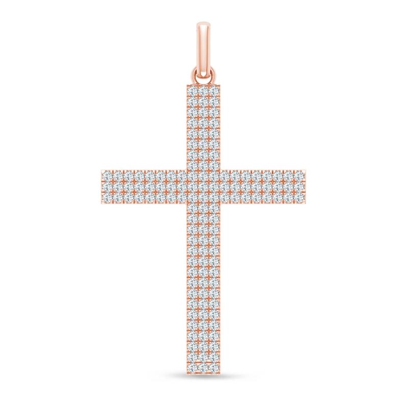 Men&#39;s Lab Grown Diamond Cross Charm in 10K Rose Gold &#40;2 ct. tw.&#41; – Image 1 of 2