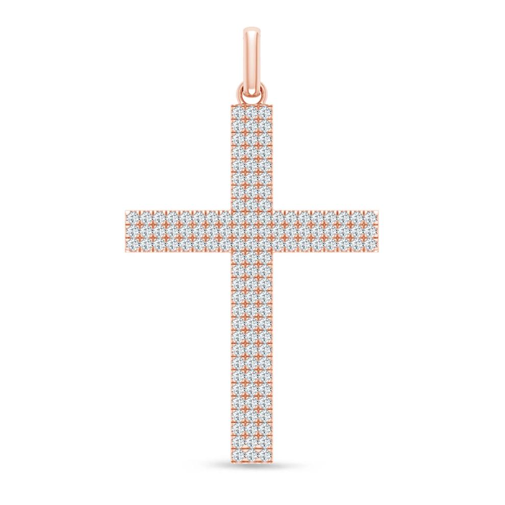 Men's Lab Grown Diamond Cross Charm in 10K Rose Gold (2 ct. tw.) – Image 1 of 2