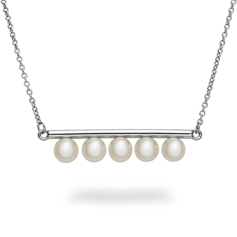 Freshwater Cultured Pearl Bar Pendant Necklace in Sterling Silver – Image 1 of 4