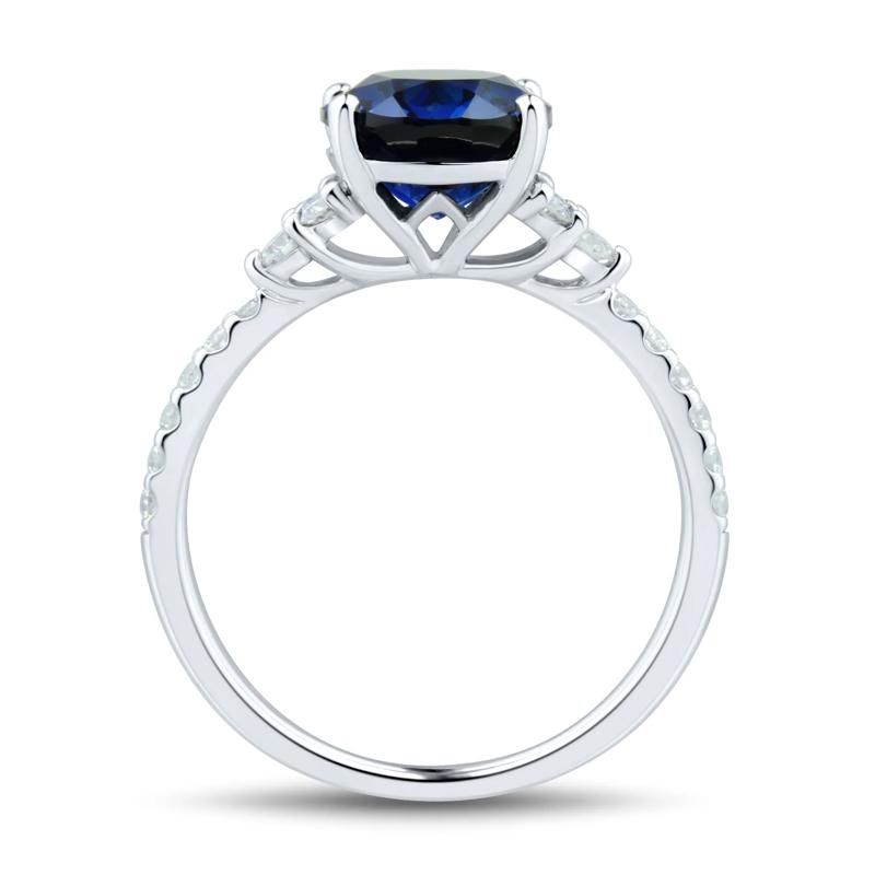 Lab-Created Blue Sapphire and Lab Grown Diamond Ring in 10K White Gold &#40;1/3 ct. tw.&#41; – Image 2 of 3