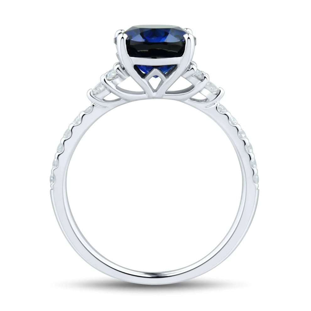 Lab-Created Blue Sapphire and Lab Grown Diamond Ring in 10K White Gold (1/3 ct. tw.) – Image 2 of 3