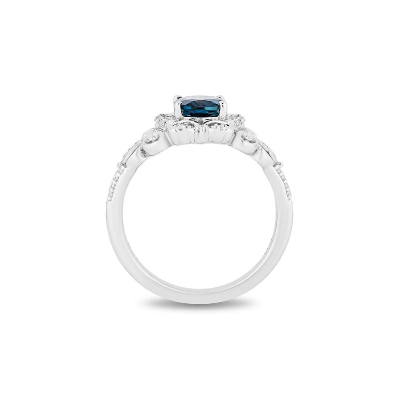 Diamond &amp; London Blue Topaz &quot;Cinderella&quot; Scroll Ring in Sterling Silver &#40;1/10 ct. tw.&#41; – Image 2 of 4