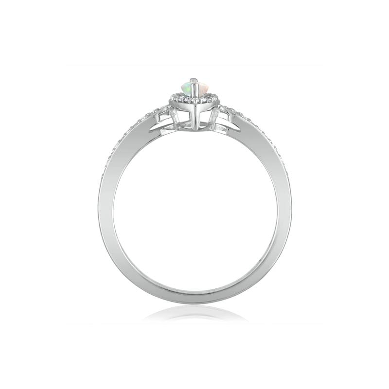 Opal and Diamond Ring in 14K White Gold &#40;1/10 ct. tw.&#41; – Image 2 of 3