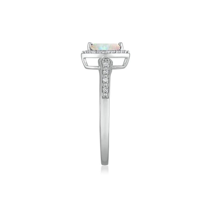 Opal and Diamond Ring in 14K White Gold &#40;1/10 ct. tw.&#41; – Image 3 of 3