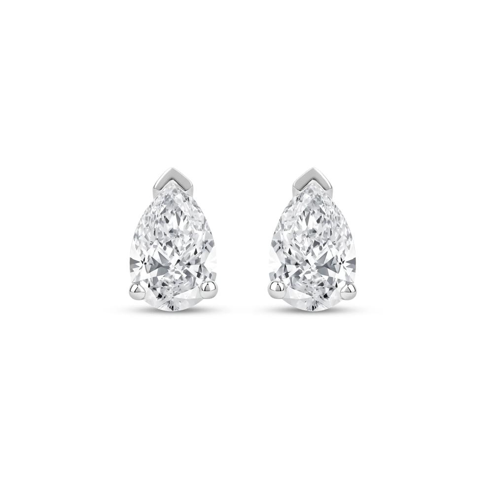 Lab Grown Diamond Pear-Shaped Solitaire Stud Earrings in 14K White Gold (1/2 ct. tw.) – Image 2 of 3