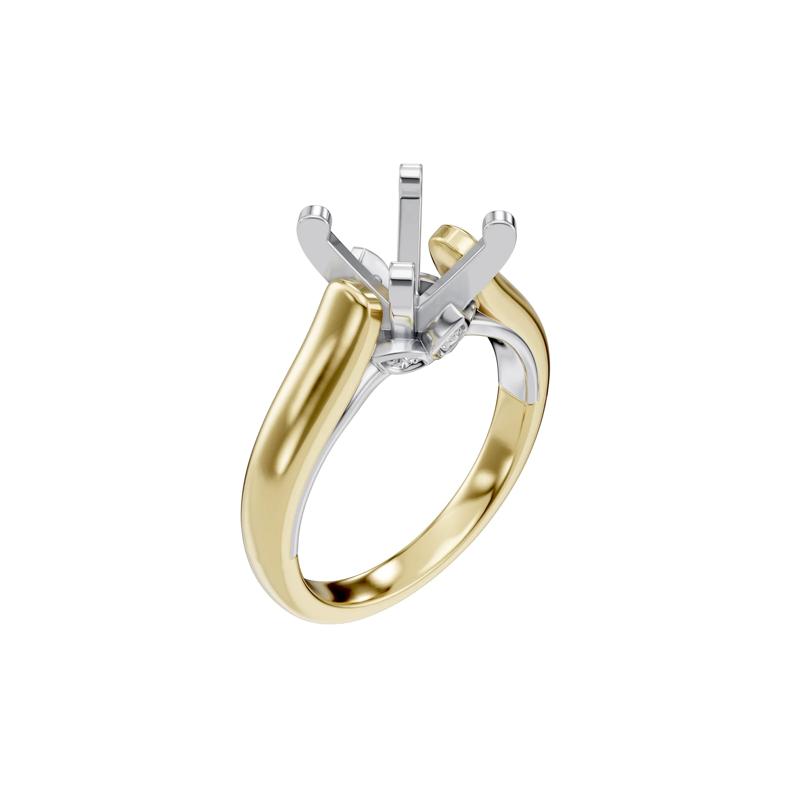 Lab Grown Diamond Accent Semi-Mount Engagement Ring in 14K White and Yellow Gold &#40;Setting Only&#41; – Image 8 of 8