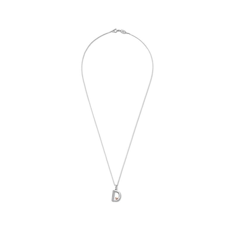 Diamond Accent Initial D Pendant in Sterling Silver and 14K Rose Gold – Image 2 of 3