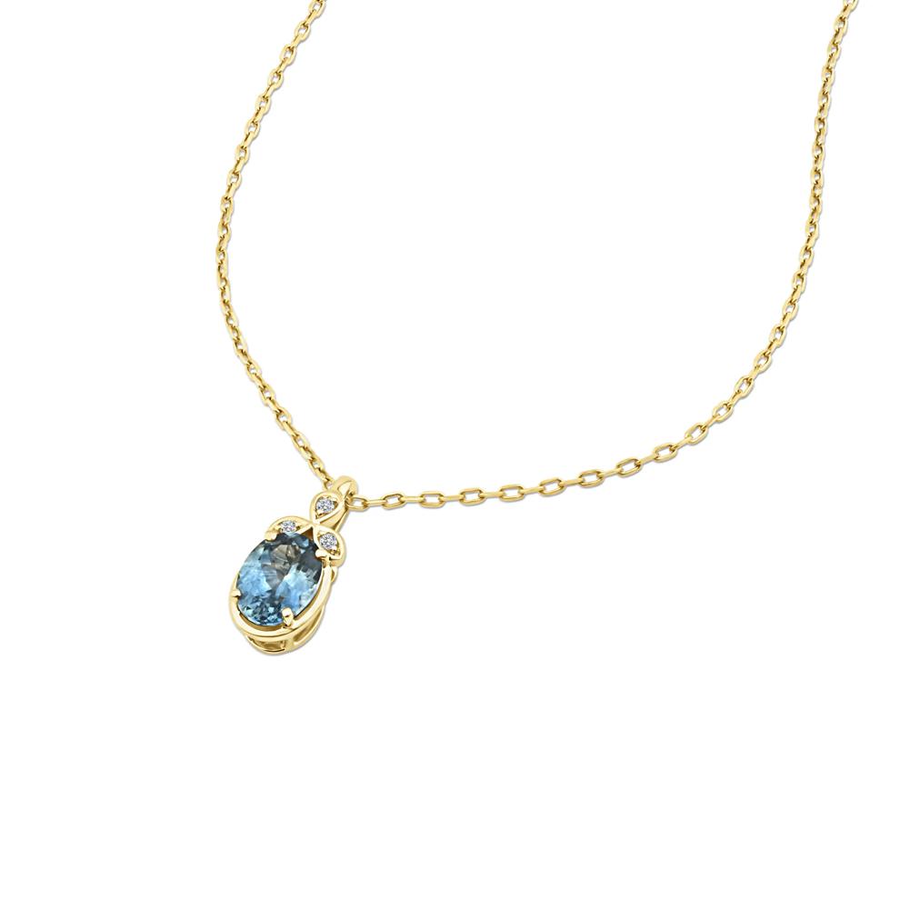 Montana Blue Sapphire &amp; Diamond Accent Pendant Necklace in 10K Yellow Gold – Image 4 of 4