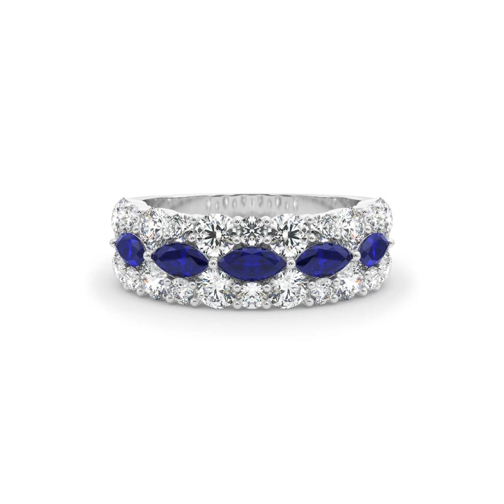 Diamond and Blue Sapphire Anniversary Band in 14K White Gold (1 7/8 ct. tw.) – Image 1 of 5