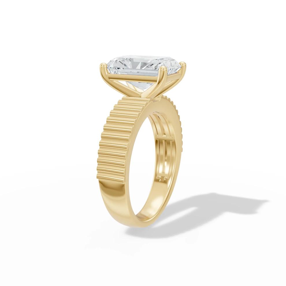 Lab Grown Diamond Radiant Solitaire Engagement Ring in 18K Yellow Gold (4 ct.) – Image 3 of 4