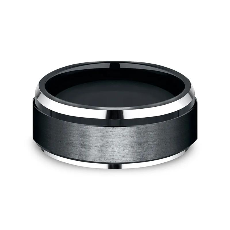 Men&rsquo;s Black &amp; White Cobalt Wedding Band, 9MM – Image 1 of 3
