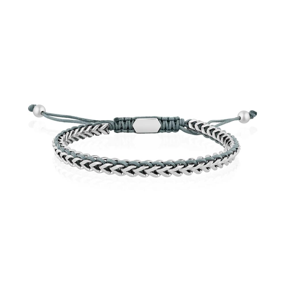 Men's Light Blue Cord Bolo Bracelet in Stainless Steel – Image 1 of 2