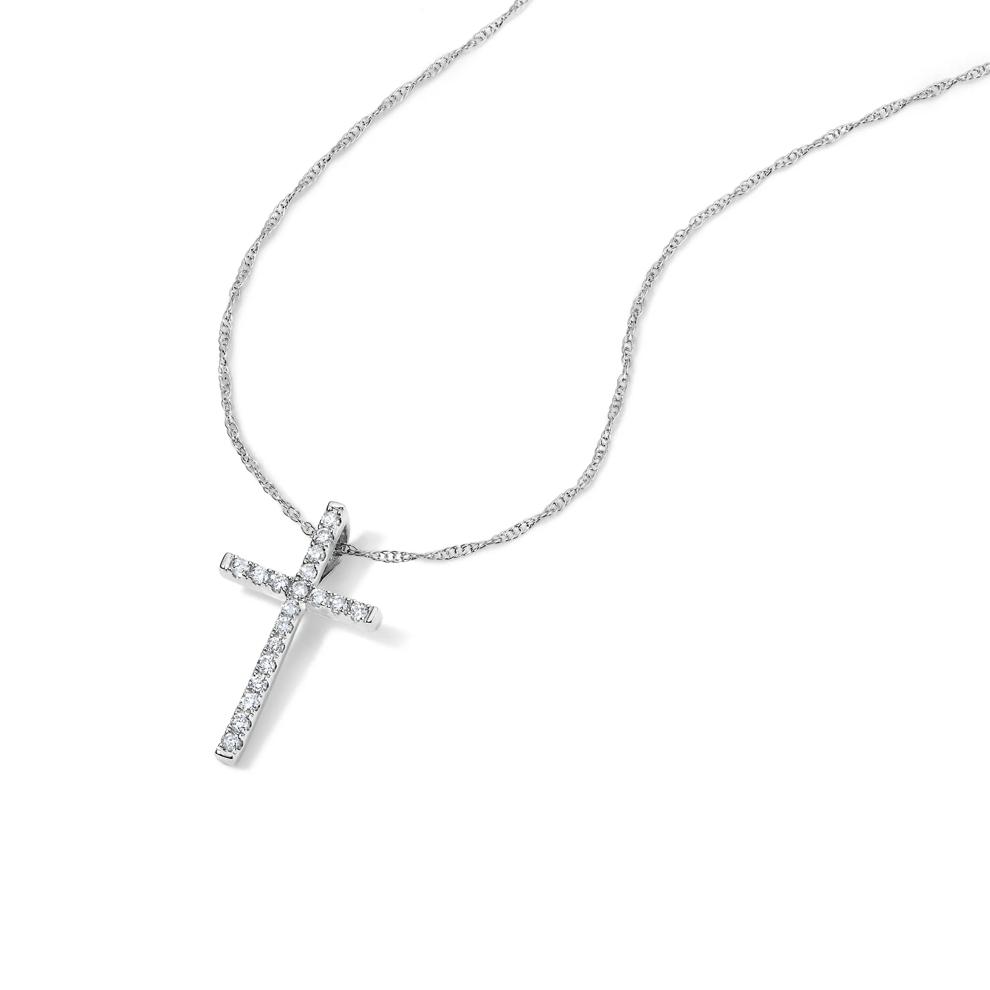Diamond Cross Pendant Necklace in 14K White Gold (1/7 ct. tw.) – Image 4 of 4
