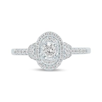 Round Center Diamond Engagement Ring in 10K White Gold (1/2 ct. tw.)