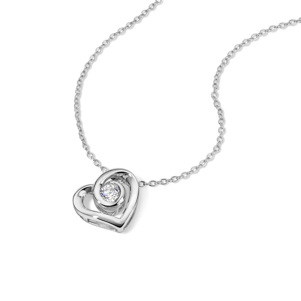 Diamond Heart Pendant Necklace in Sterling Silver (1/5 ct. tw.) – Image 2 of 4