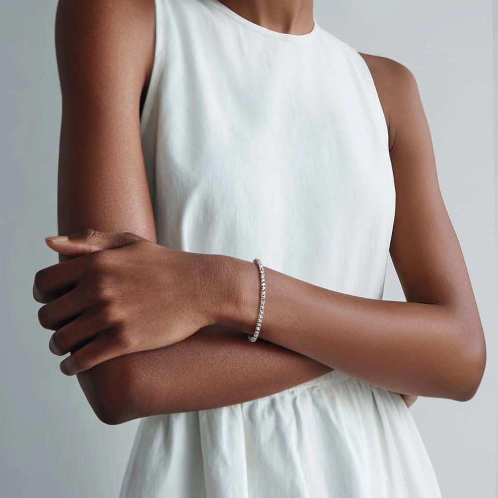 Lab Created White Sapphire Bracelet in Sterling Silver – Image 2 of 2