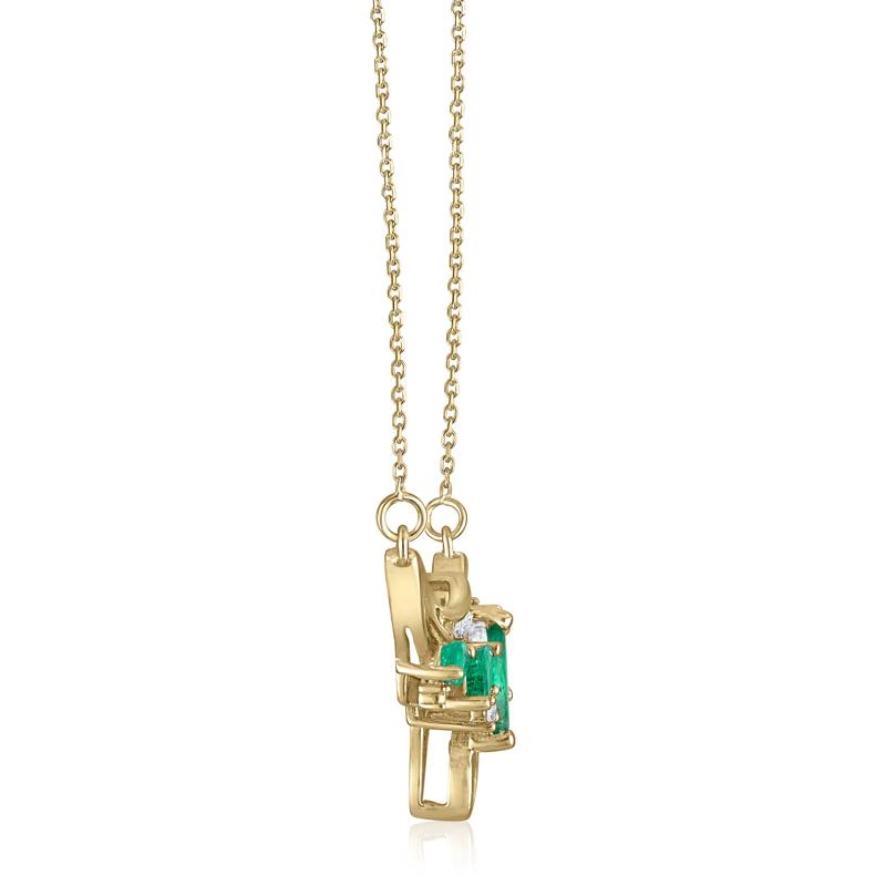 Diamond and Marquise Emerald Necklace in 14K Yellow Gold, 1/7 ct. tw – Image 2 of 3