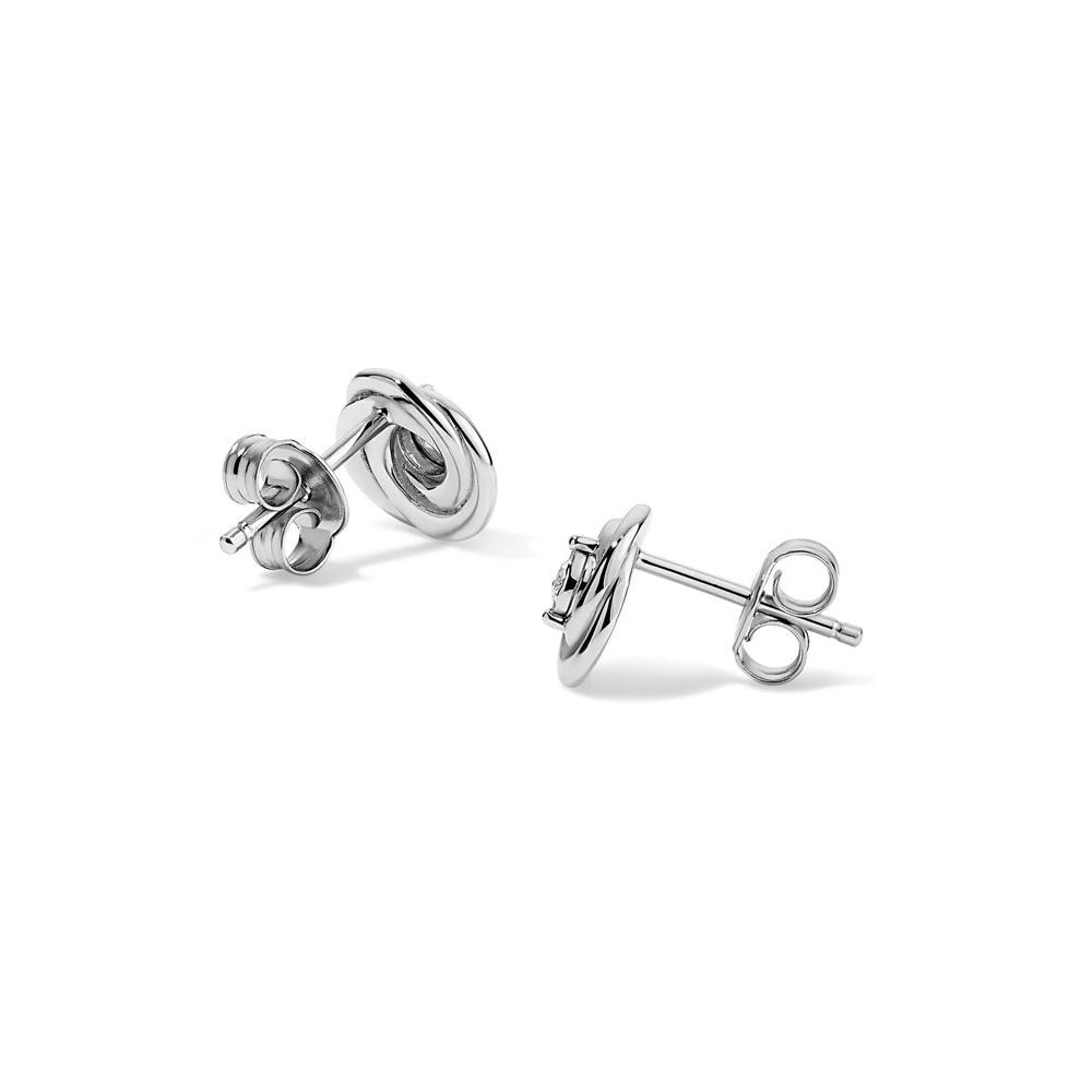 Diamond Rosette Stud Earrings in Sterling Silver (1/10 ct. tw.) – Image 2 of 2