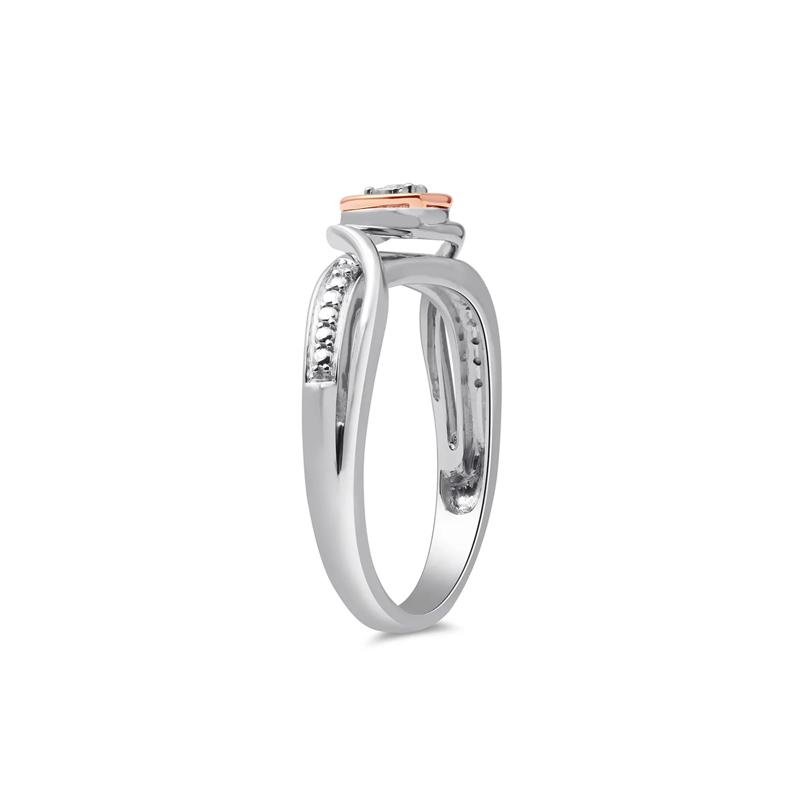 Diamond Heart Promise Ring in Sterling Silver &amp; 10K Rose Gold – Image 3 of 4